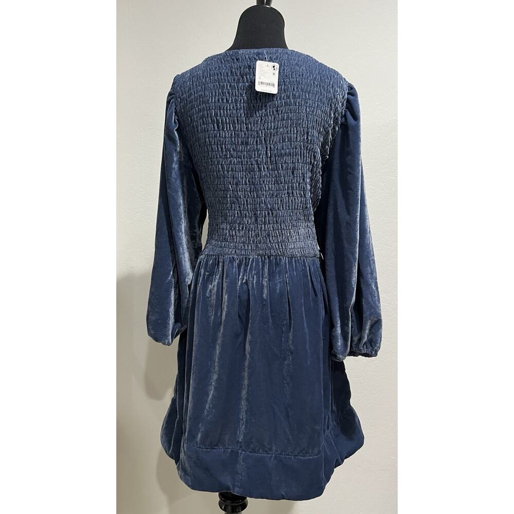 NWT Free People Farrier Velvet Mini Dress Color-Harbor M/L - Picture 5 of 5